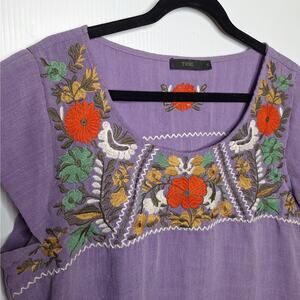 THML Purple Blouse with Vibrant Embroidery